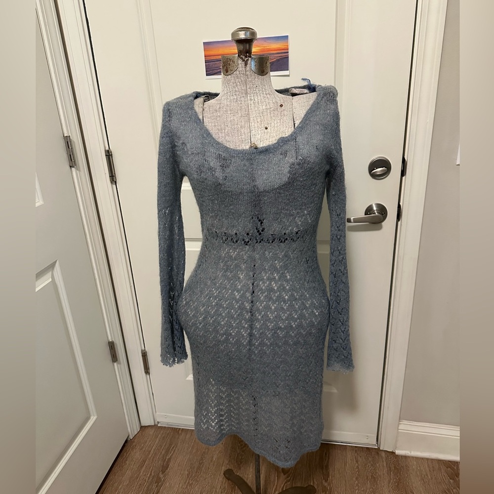Kenzie Long Sleeve Dusty Blue Knit sweater Dress